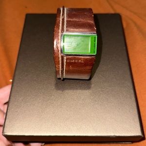 DIESEL brown leather band watch, DZ-7034